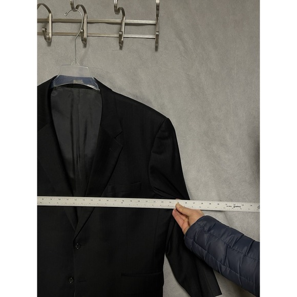 Jos A Bank Suit Men 46R Black‎ Brown Striped 2B Academia Wool 39X32 Pants Luxury - Picture 3 of 16